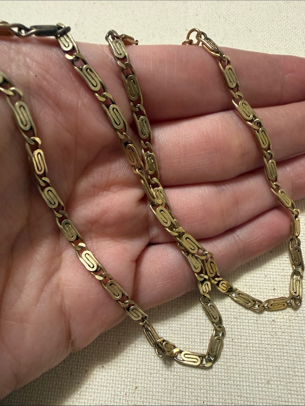 Sterling Silver 925 Gold Toned Link Necklace 17’ inch - Picture 6 of 10